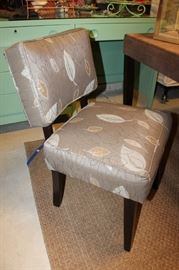 1950s chair, professionally reupholstered and legs stained a dark espresso color