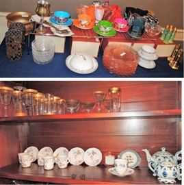 Grace Tea Ware cups and saucers, old cups and saucers, Blue Delft tea service, Depression glass and more