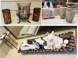 Bath decor, candles, shells