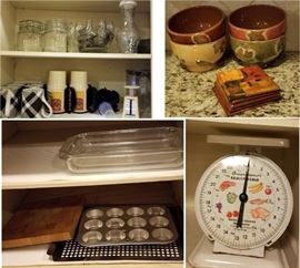 glass casseroles, baking supplies, retro sales, bowls and cups