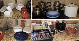 pots and pans and dishes and bowls and plates - so much!
