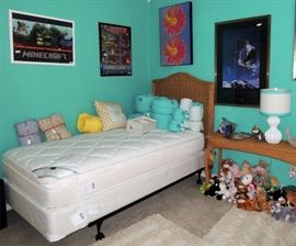 Children's framed posters, stuffed animals