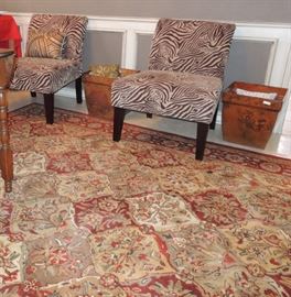 large "copper" pots, animal print slipper chair set