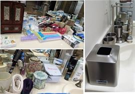 Cosmetics, healthcare and bathroom decor items