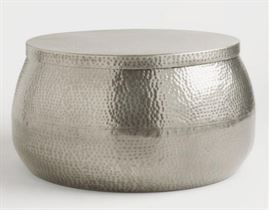 Silver Hammered Metal Cala Coffee Table with stora ...