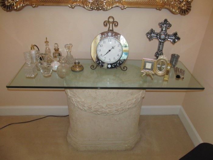 Console table & perfume bottles