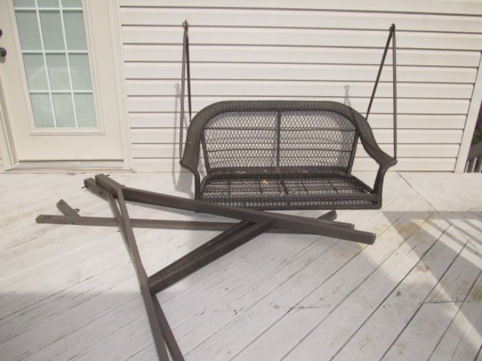 Hampton Bay patio swing, disassembled for easy moving