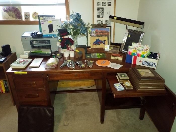 Antique desk and office misc