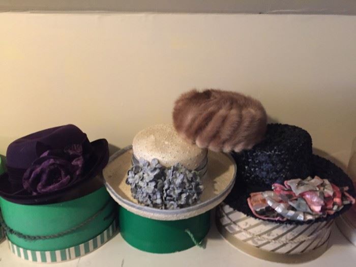 Large Assortment of Vintage Hats.