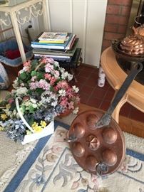Floral Arrangements and Brass Warmer.