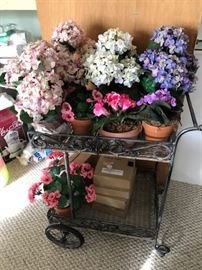 Floral Arrangements and Tea Cart.