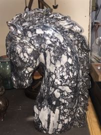 Large carved marble horse