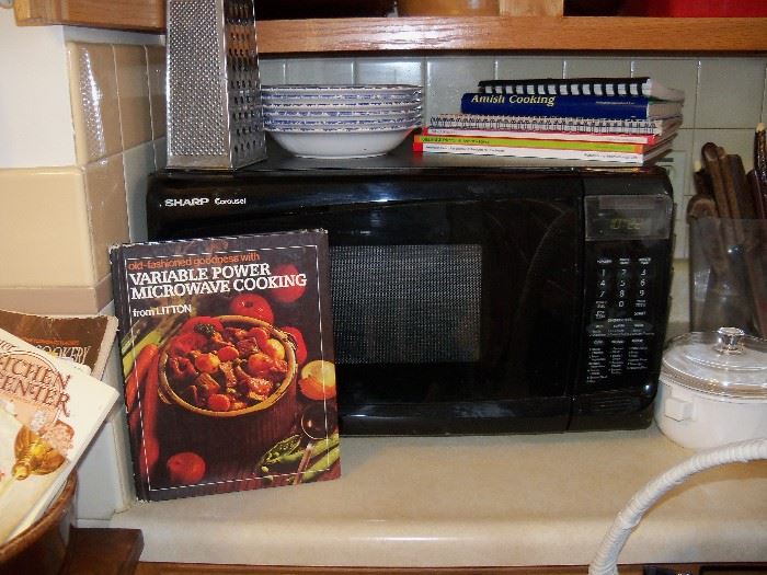 Microwave, cook books and misc.
