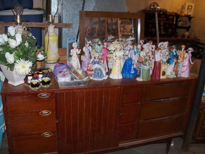 Dresser with mirror (matches chest upstairs.  More Mrs.Albee figurines.