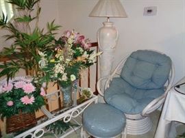 WICKER CHAIR WITH OTTOMAN