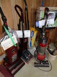 DYSON, HOOVER, VACUUM CLEANERS AND A BISSELL RUG SHAMPOOER