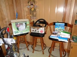 3 BAR STOOLS, DIRT DEVIL, LITTLE GREEN MACHINE