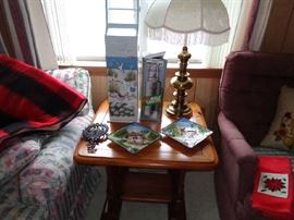 TABLE, LAMP, STANLEY THERMOS, AND COLLECTIBLES