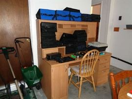 DESK, CHAIR, LAWN EQUIPMENT