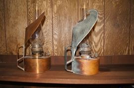 antique copper oil lamps