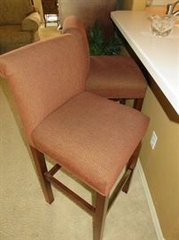 Pair Burgundy Upholstered Bar Stools