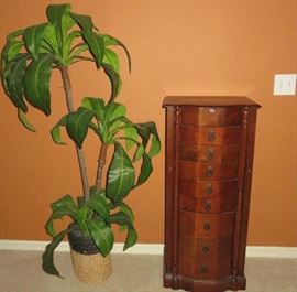 Silk Plant, 9 Drawer Jewelry Armoire