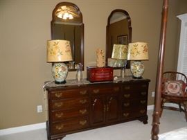 MBR - matching dresser with wall mirrors; 2 matching lamps
