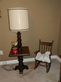 Table lamp and child’s rocker