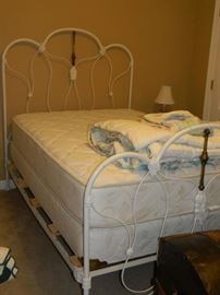 White metal bed with mattress & box springs