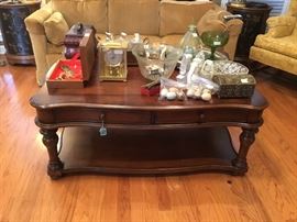 Coffee table with collectibles