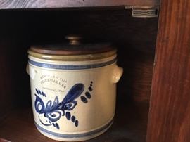 Stoneware jar with wooden lid