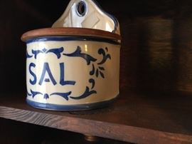 Stoneware with flip top wooden lid