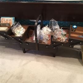 Sewing chest - open with sewing supplies