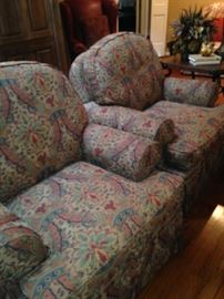 Matching upholstered club chairs