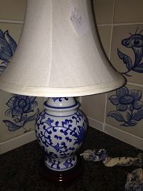 Small blue & white lamp