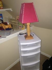 Cute lamp; storage drawers