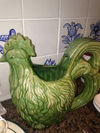 Green rooster pitcher