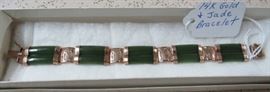 14K Gold & Jade Bracelet