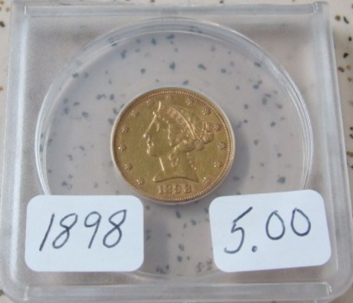 1898 Gold $5.00 Liberty Head Coin