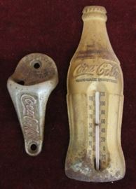 Old Coke Thermometer & Bottle Opener 