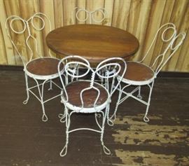Oak & Metal Ice Cream Parlor Set