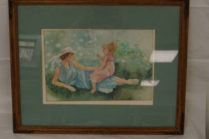 Original Watercolor Painting Framed Pretty