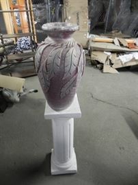 White Chalk Pillar with Decorative Vase