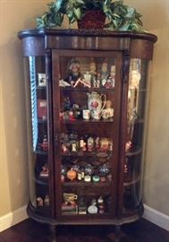 Antique China Hutch with curved glass