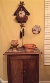 Primitive Cabinet and Cuckoo Clock