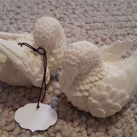 Italian Carved Alibaster Doves