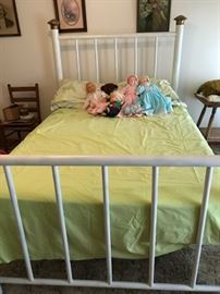 #20	white and brass full size bed  	 $175.00 	