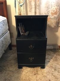 #33	black 3 drawer end table 14x12x26	 $50.00 	