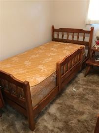 #39	Franklin Shockey Co. pine hand Burnish twin bed w mattress 2@$100 ea	 $200.00 	