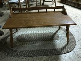 #76	wood coffee table w spindle back 36x18x18	 $50.00 	